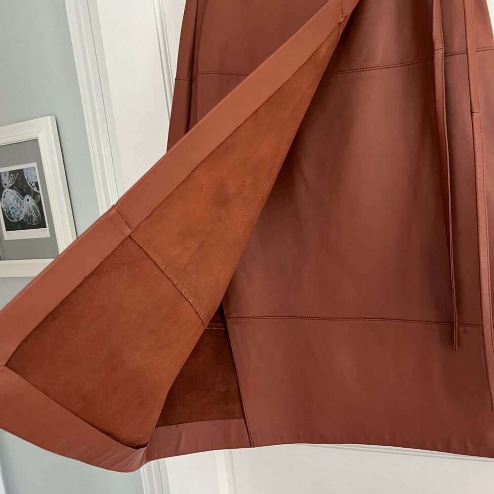 Jason Wu 100% Leather Tie Front Wrap Skirt - 2 - Picture 10 of 13